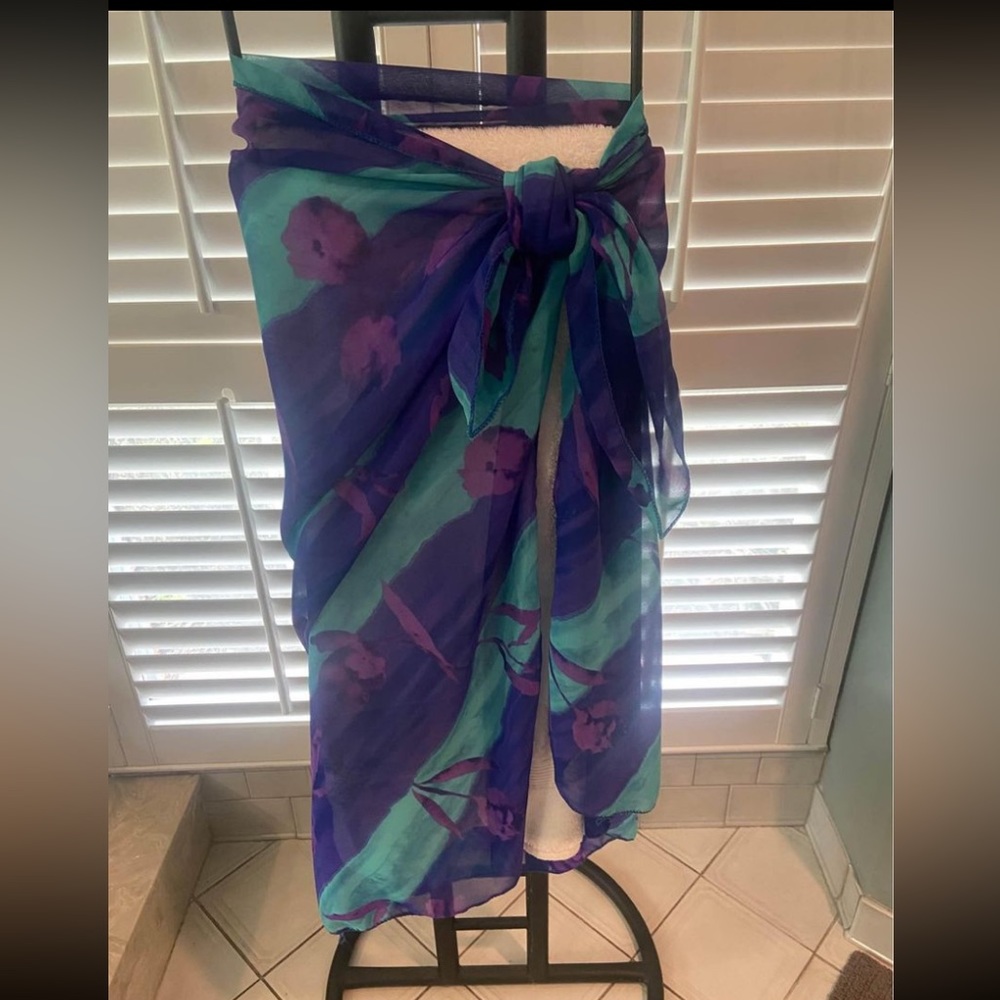 Blue Sarong Pareo swim cover up wrap